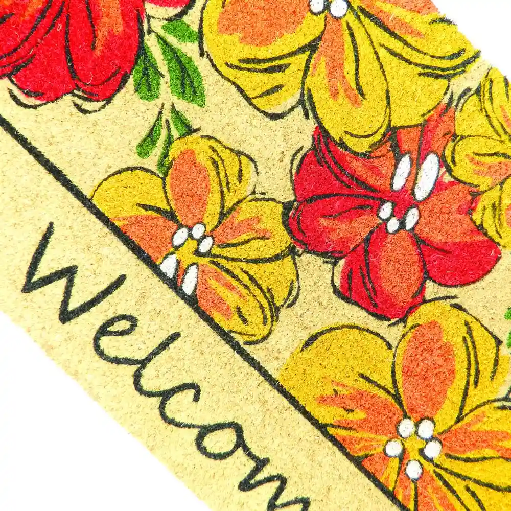 Floral Welcome Coir Door Mat